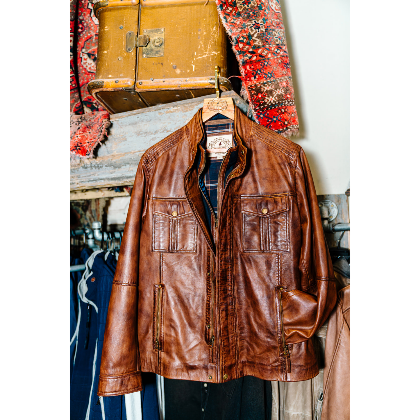 Bibbed Leather Jacket