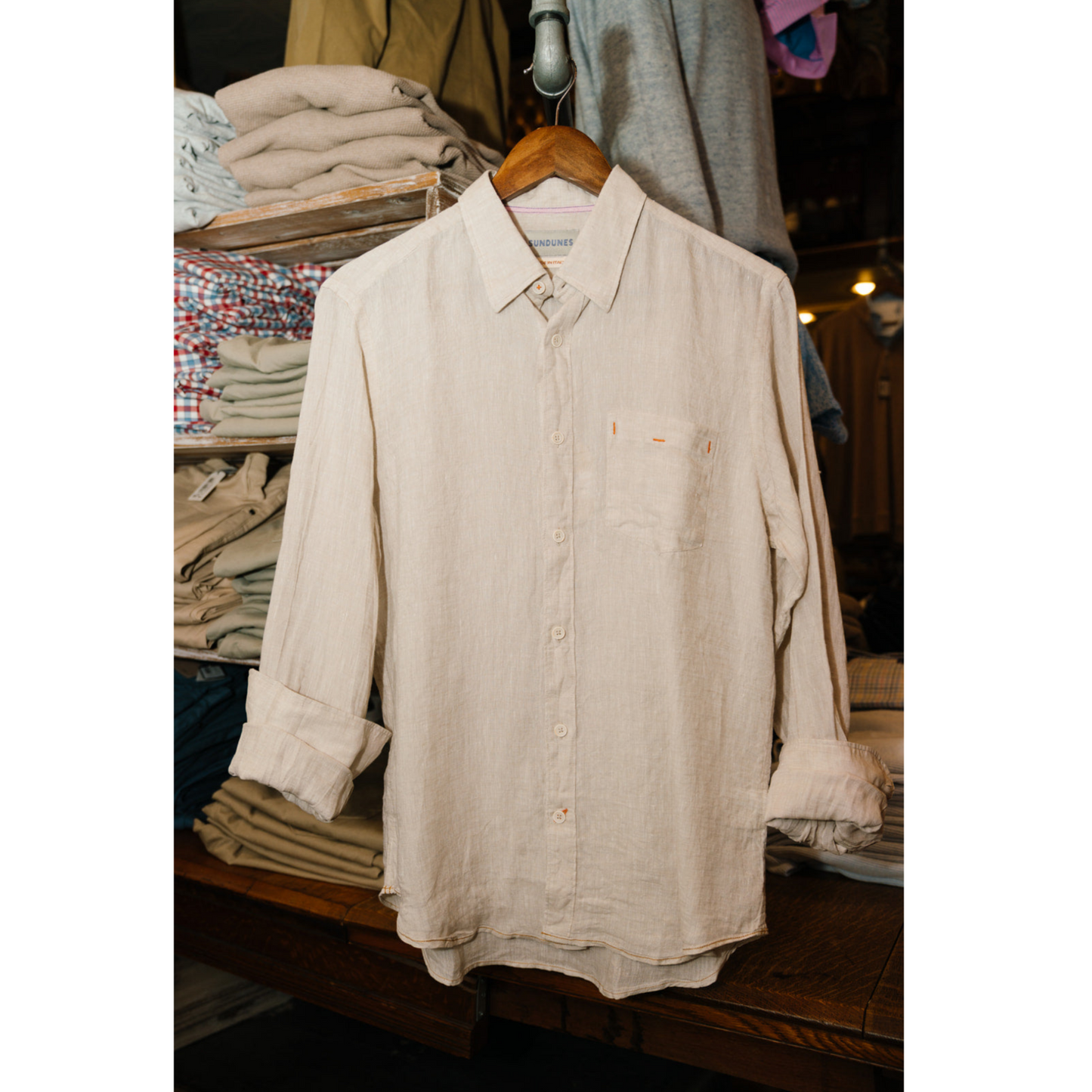 Sundunes Long Sleeve Linen Button Down (Sand)