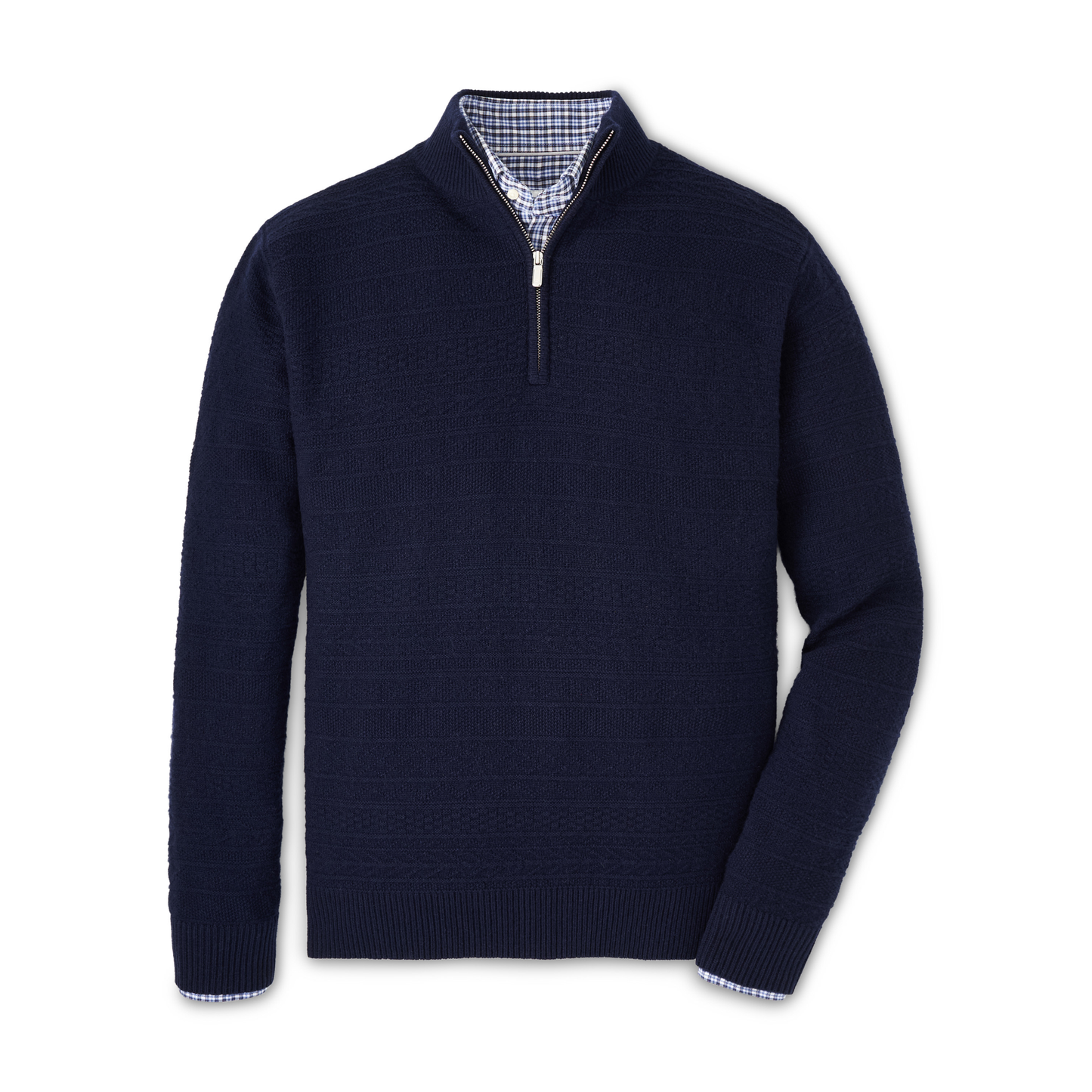 Crescent Texture Quarter-Zip Sweater (Navy)