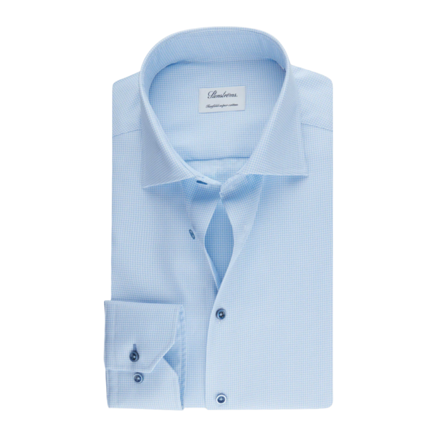 Stenstroms Light Blue Houndstooth Twill Shirt