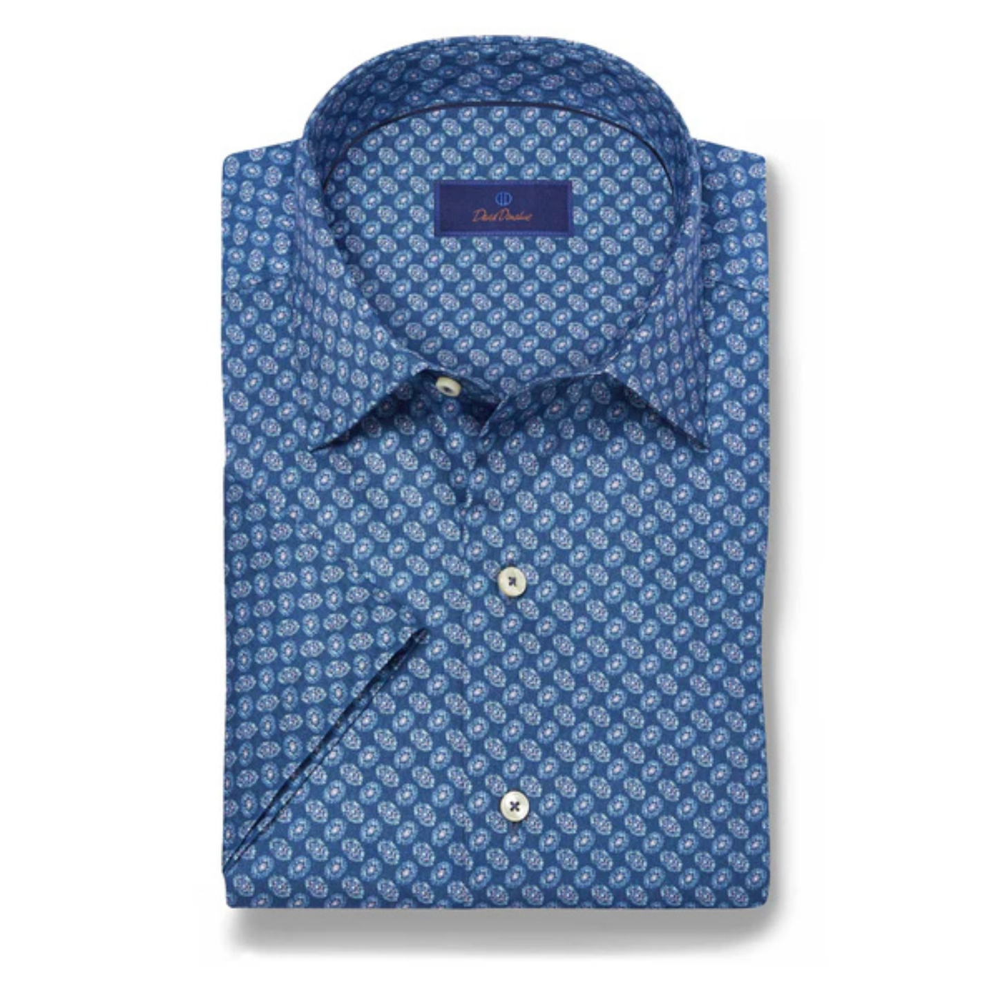 Navy Neat Print Short Sleeve Shirt