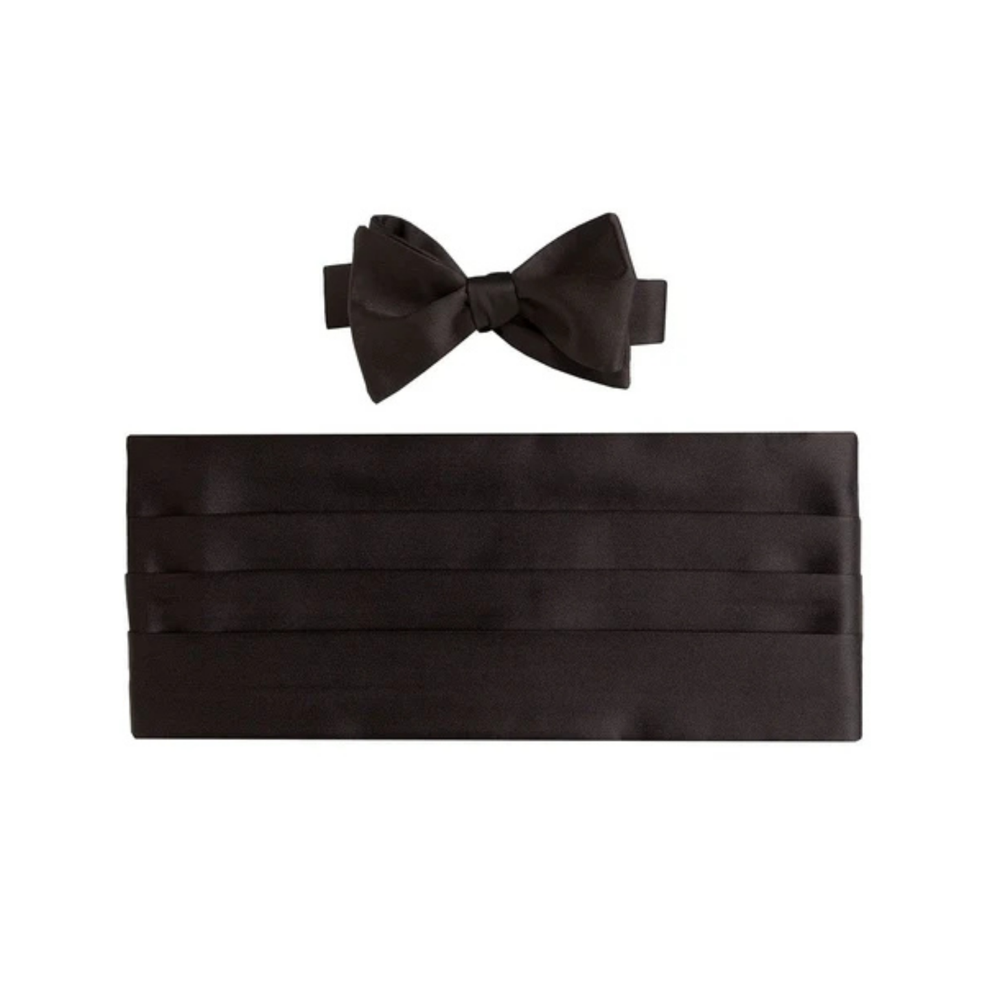 Black Satin Self-Tie Bow Tie & Cummerbund Set