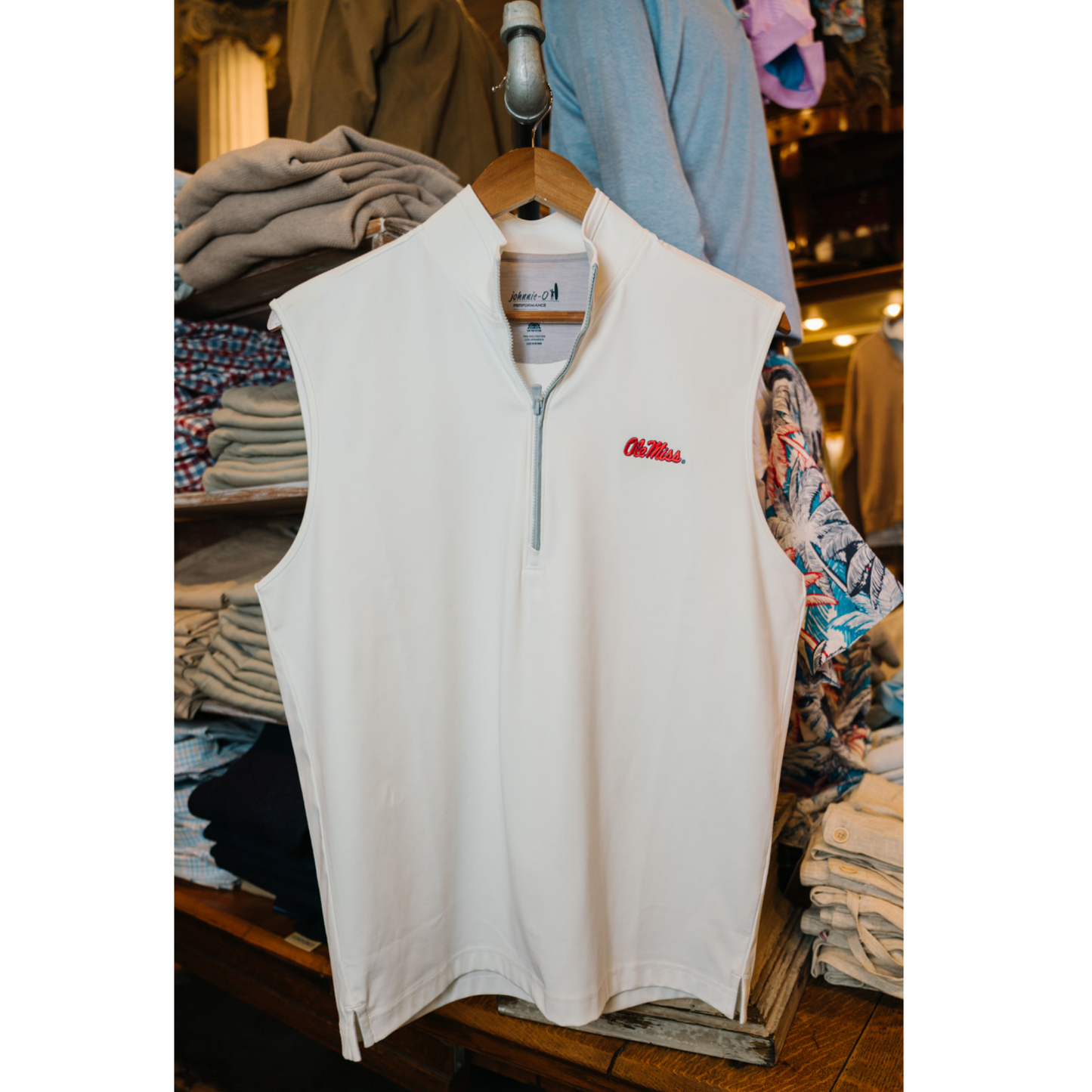 Ole Miss Caleb ¼ Zip Vest (White)