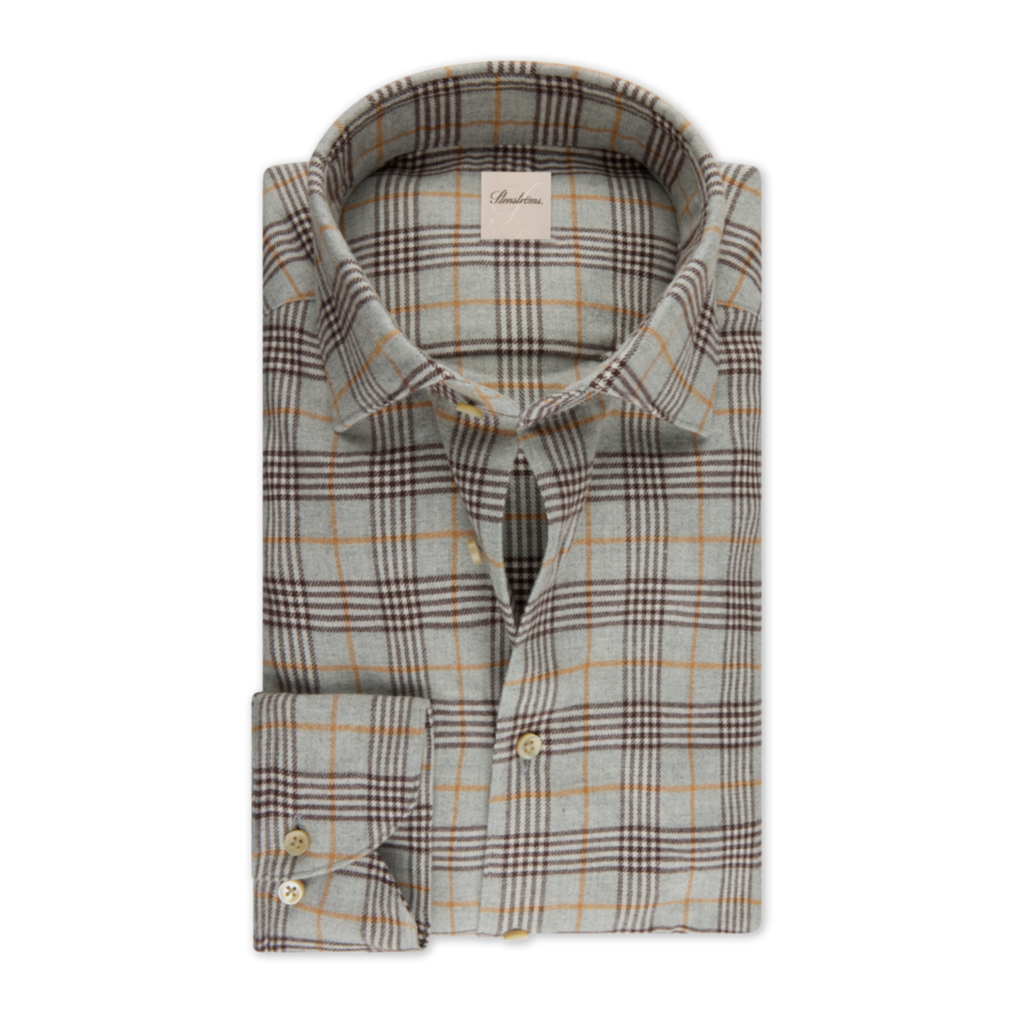 Stenstroms Grey Checked Flannel Shirt