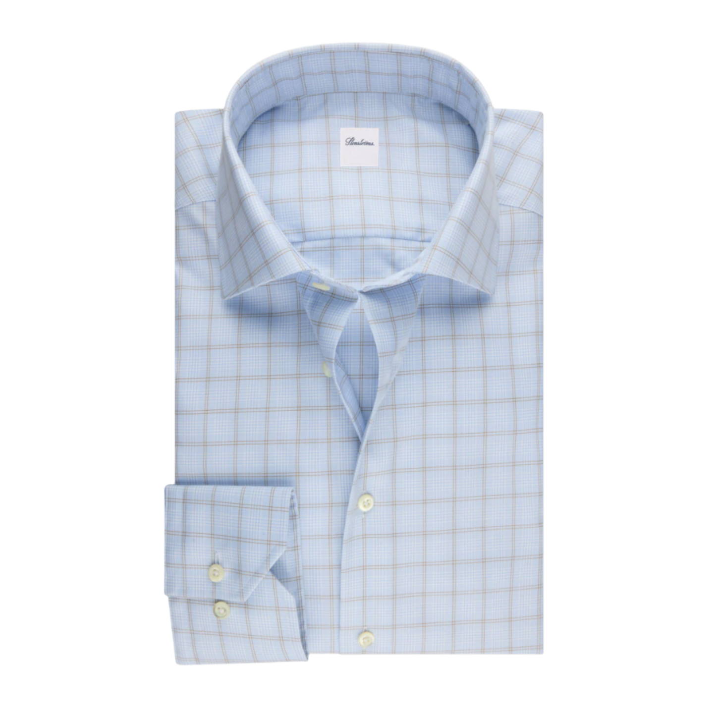 Stenstroms Light Blue/Brown Checked Twill Shirt