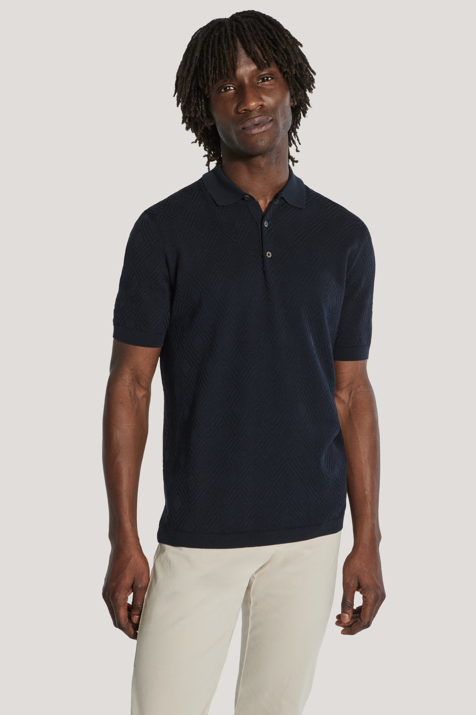 Hubert Short Sleeve Textured Polo (Midnight)