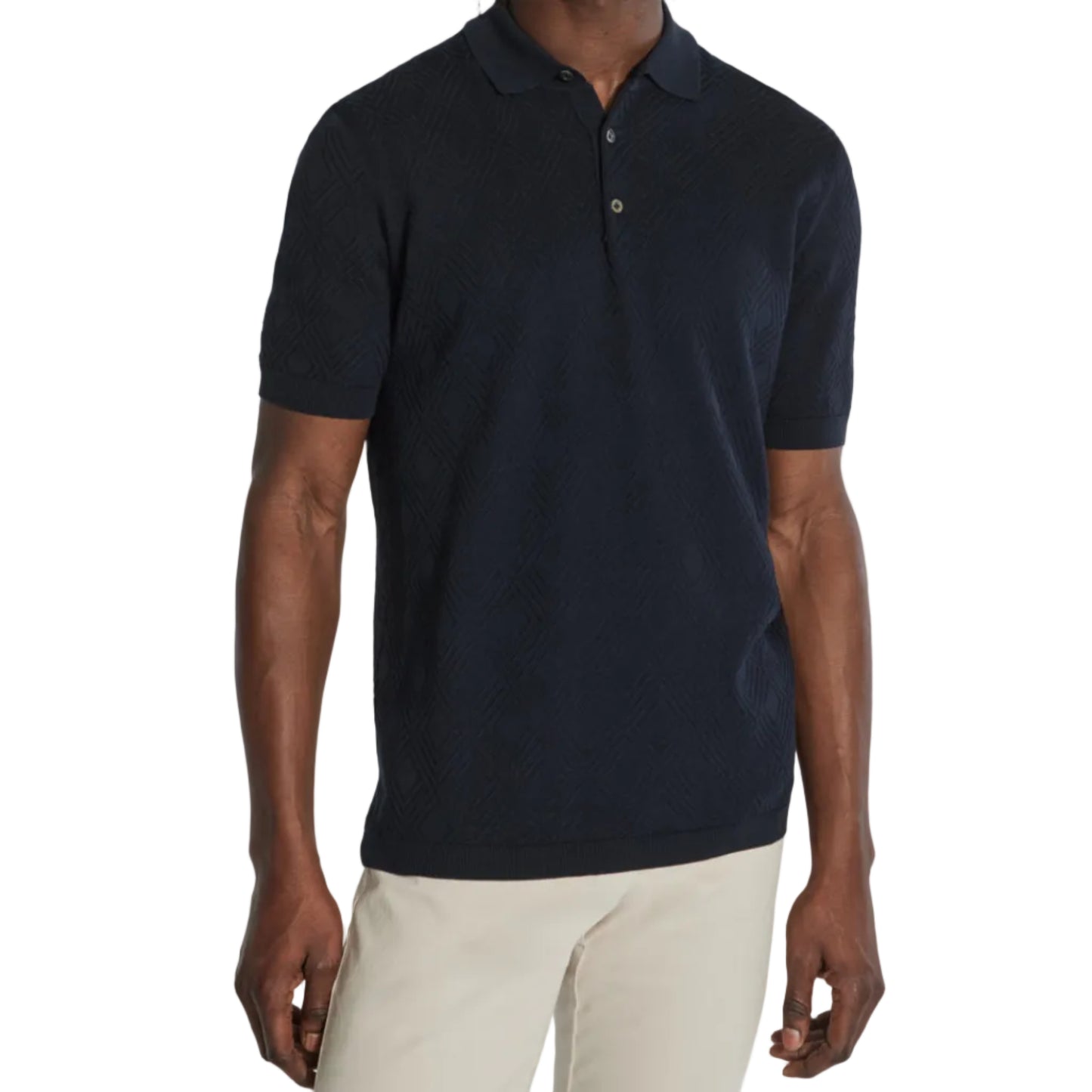 Hubert Short Sleeve Textured Polo (Midnight)