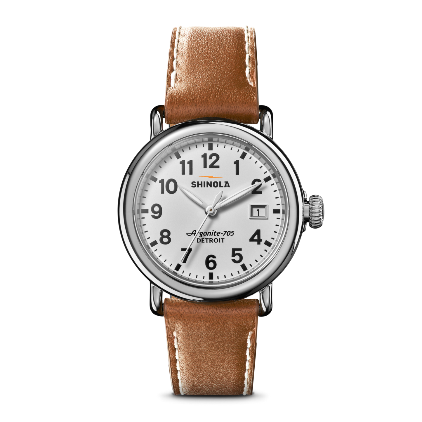 Runwell Watch 36mm - Tan Leather Strap (White)