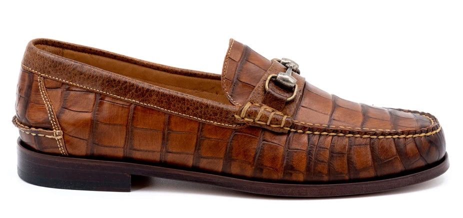 All American Alligator Grain Bit Loafers (Chestnut)