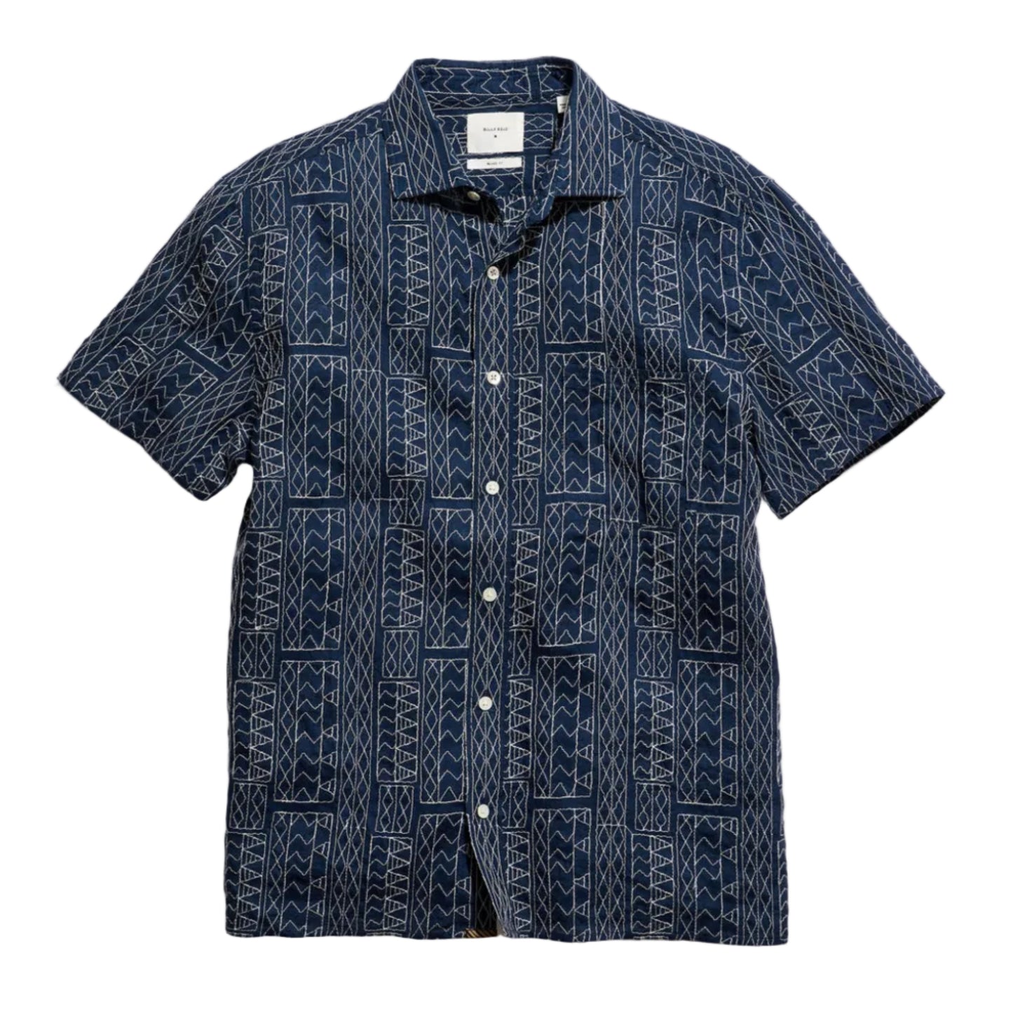 Short Sleeve Geo Stitch Embroidered Treme Shirt (Carbon Blue)