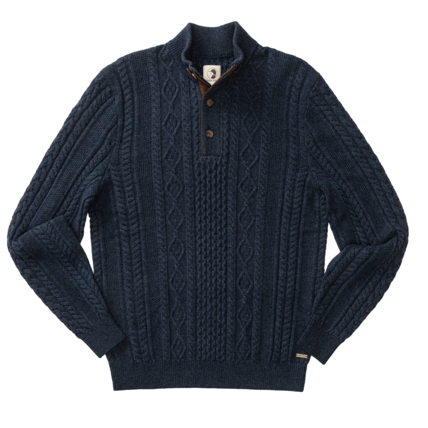 Haines 1/4 Zip Cable Knit Sweater (Navy Heather)