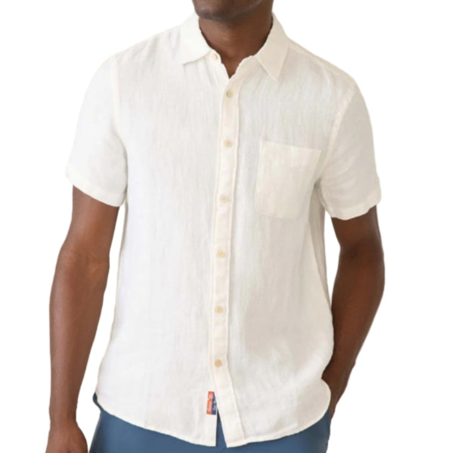 Short-Sleeve Palma Linen Shirt (Bright White Basketweave)