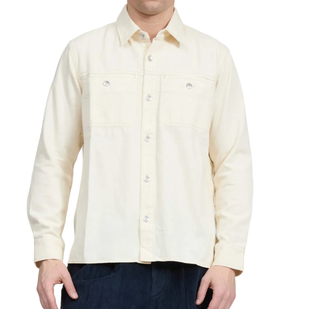 Overdyed Denim Workwear Shirt (Ecru)