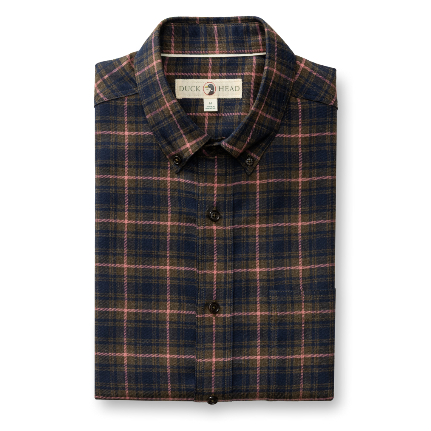 Cotton Flannel Sport Shirt - Drayden Plaid (Dark Olive Heather)