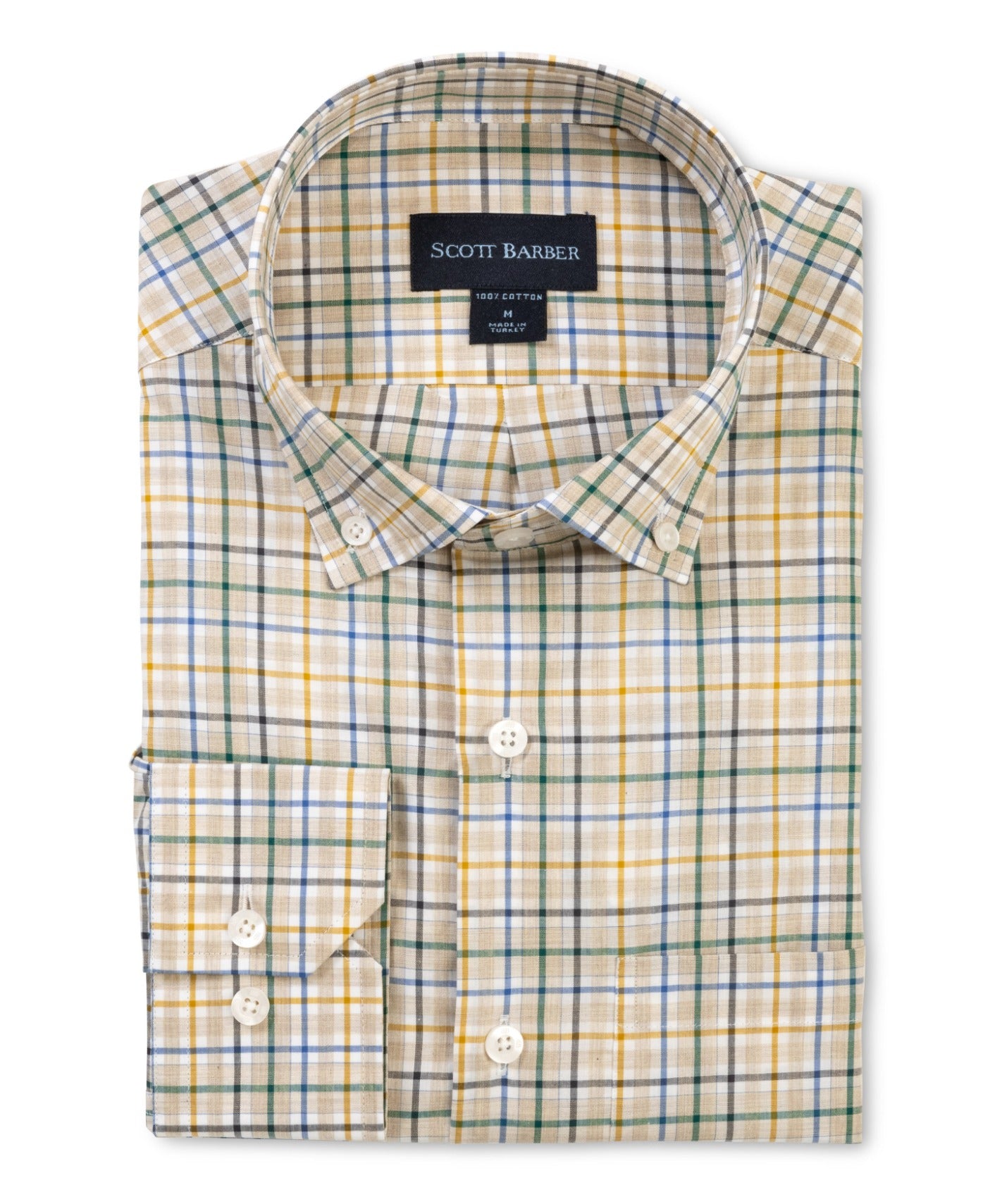 Organic Cotton Melange Plaid Button Down (Khaki)