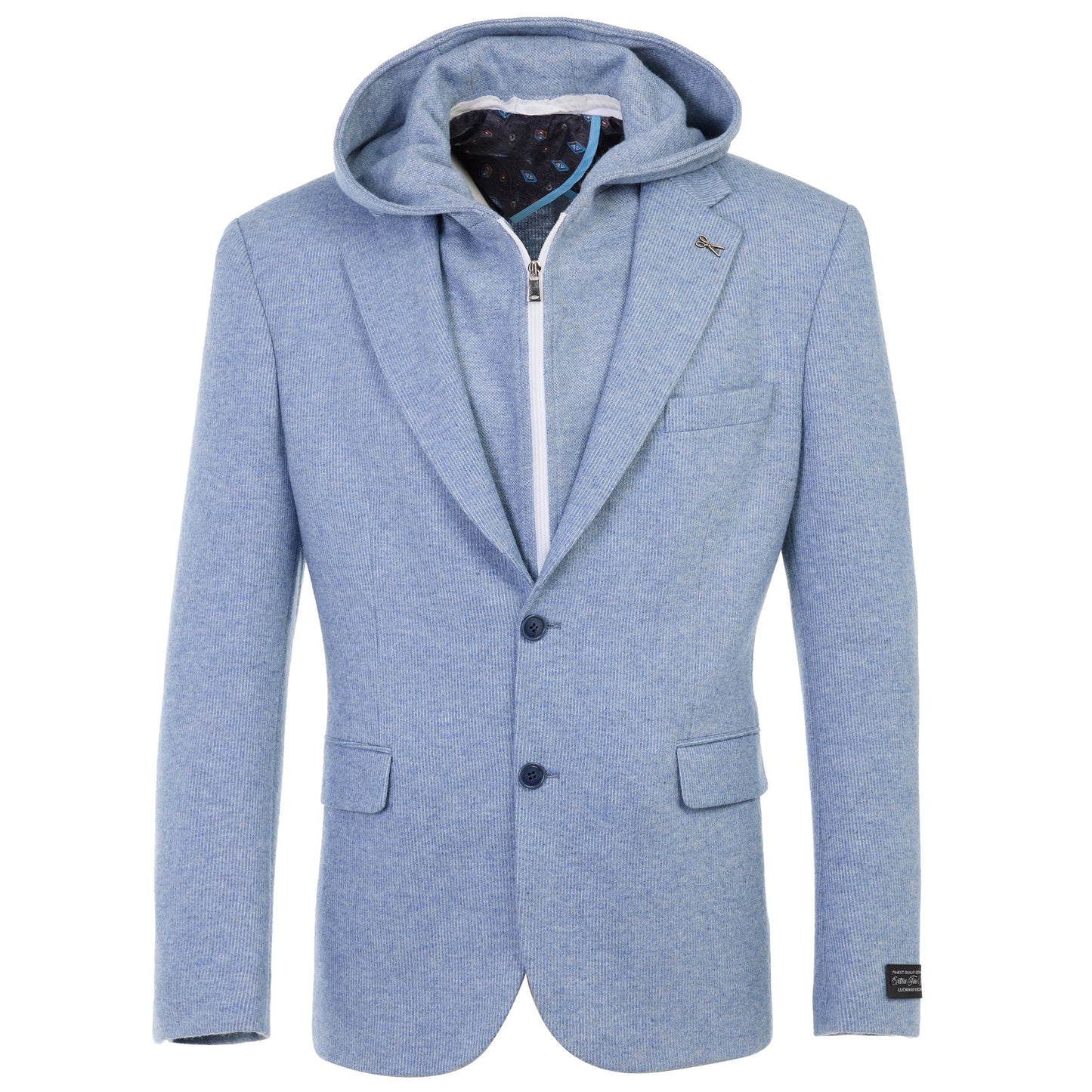 Merino Blue Sport Coat with Detachable Hood