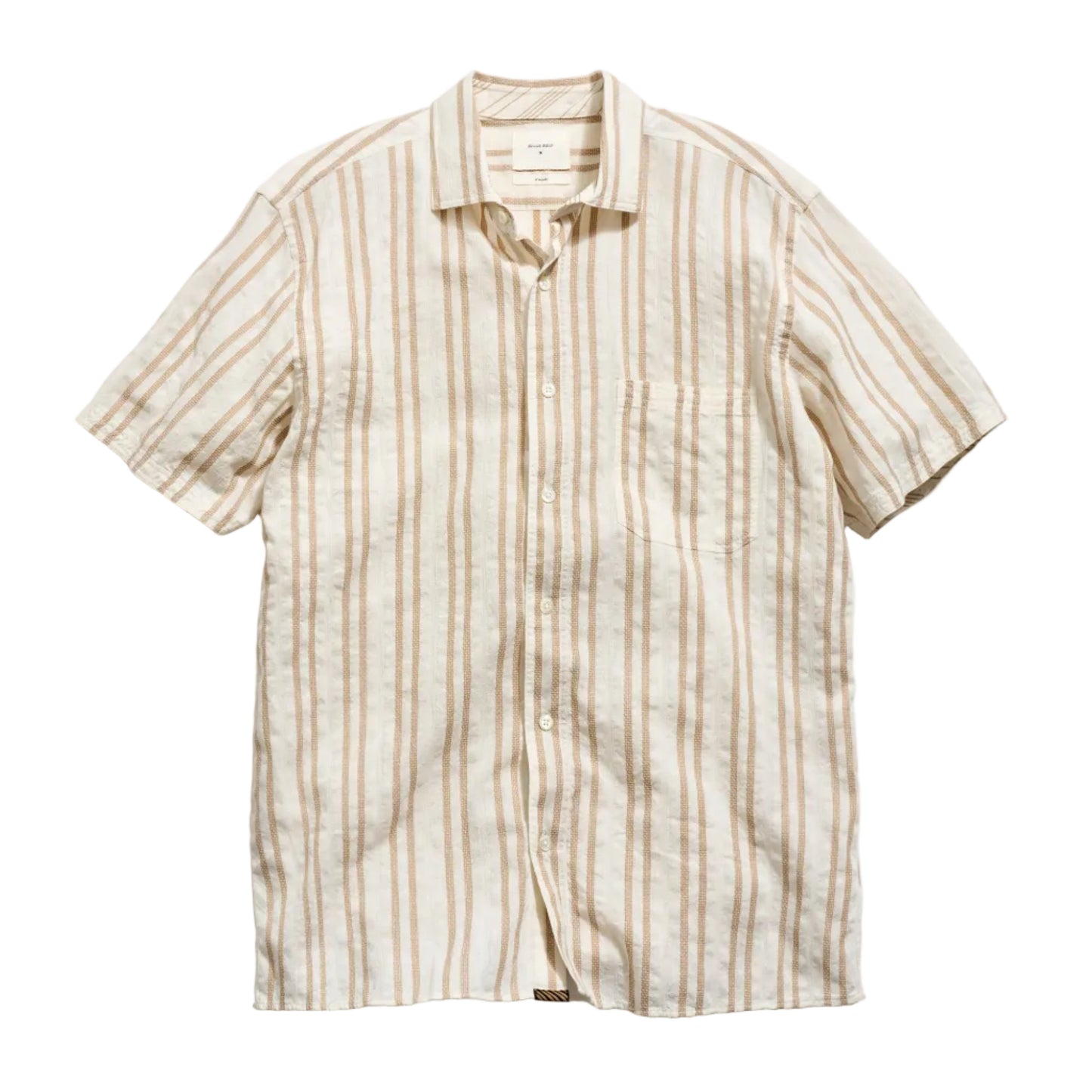 Short Sleeve Textured Dobby Stripe Contrast Treme (Tinted White/Khaki)