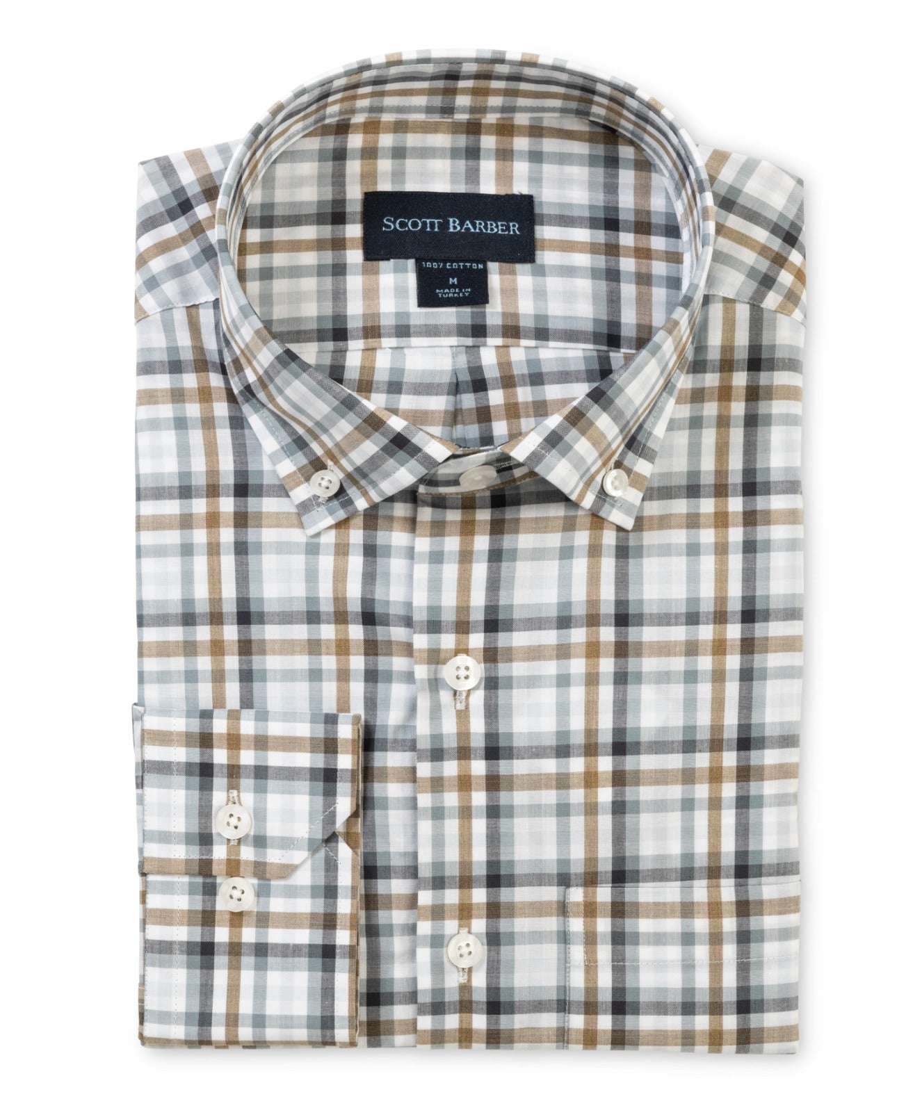 Organic Cotton Melange Plaid Button Down (Coffee)