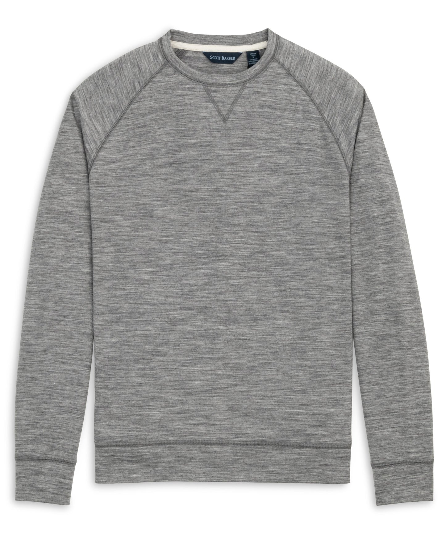 Lightweight Stretch Wool Blend Crew Pullover (Grey Heather)