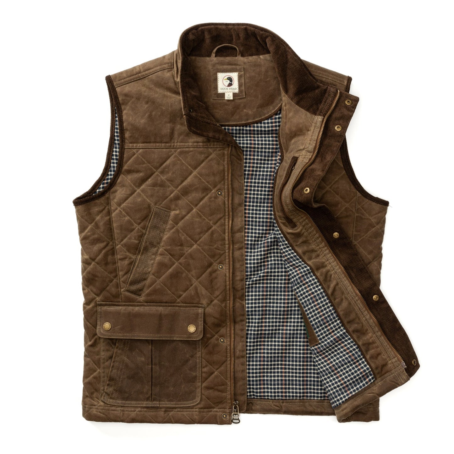 Waxed Duck Canvas Quilted Vest (Dark Oak)