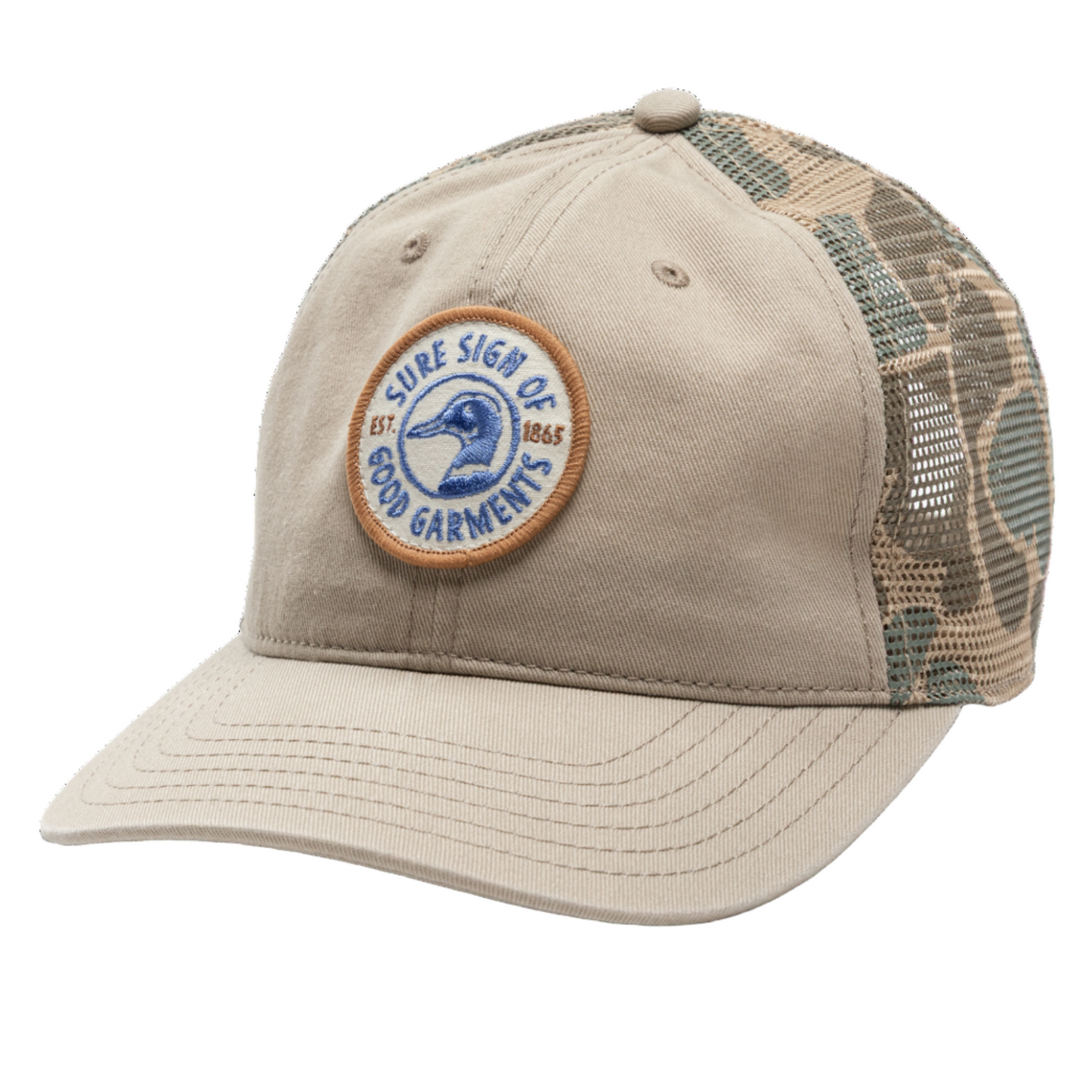 Trucker Hat With Camo Mesh (Stone)