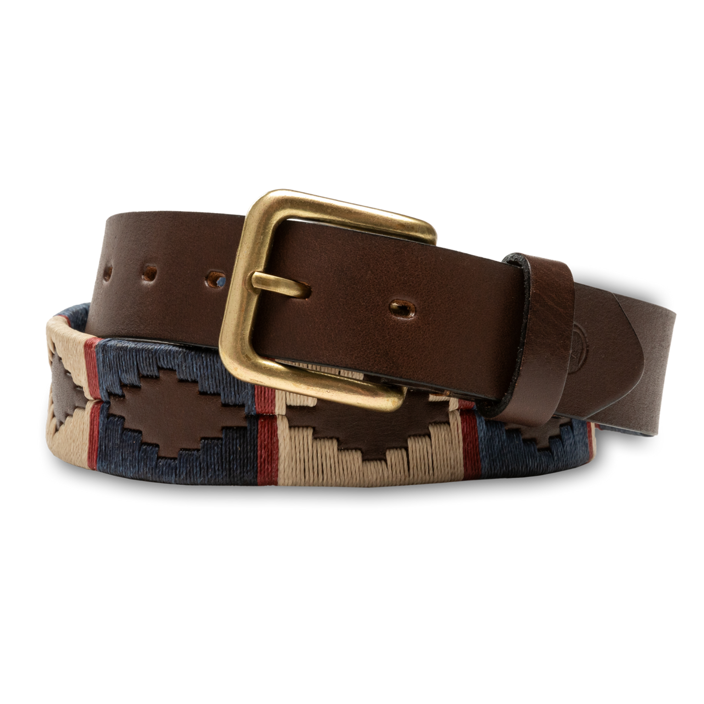 Woven Leather Polo Belt (Navy)