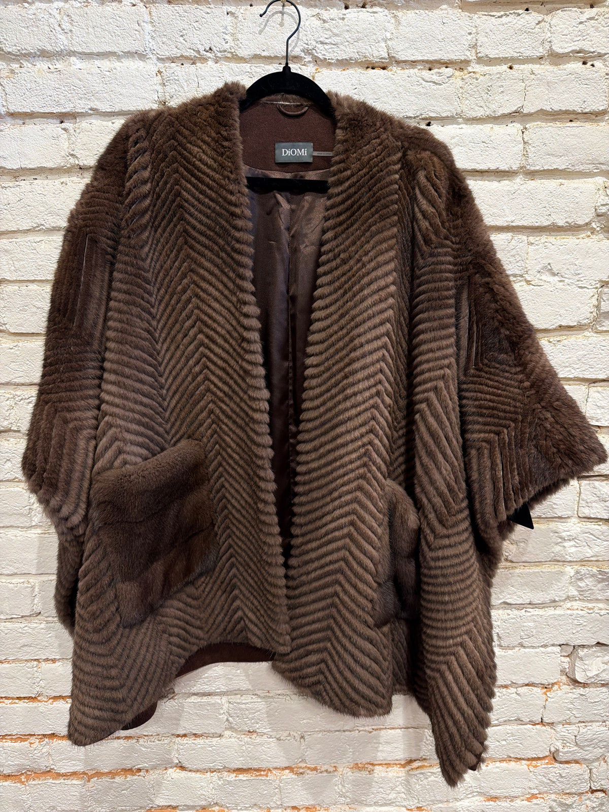 BROWN MINK PONCHO DMH5468