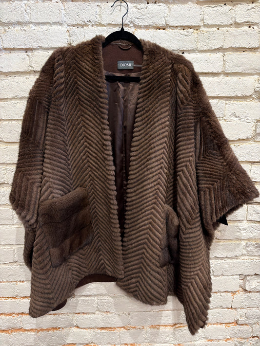 BROWN MINK PONCHO DMH5468