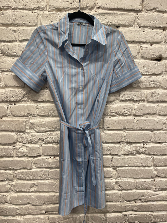 BUTTON UP DRESS BLUE STRIPE DM3033CT