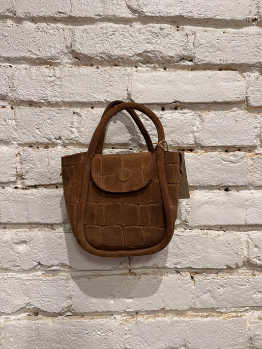 MINI ELLIS CAMEL EMBOSSED SUEDE
