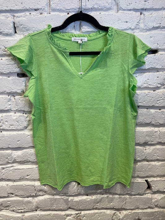 SLEEVELESS RUFFLE TOP PIXIE LIME