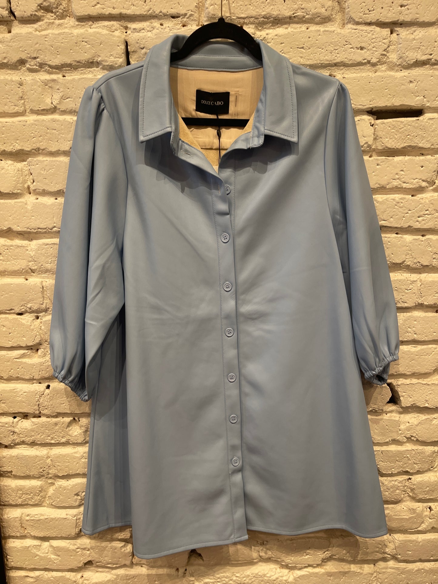 BABY BLUE VEGAN LEATHER DRESS