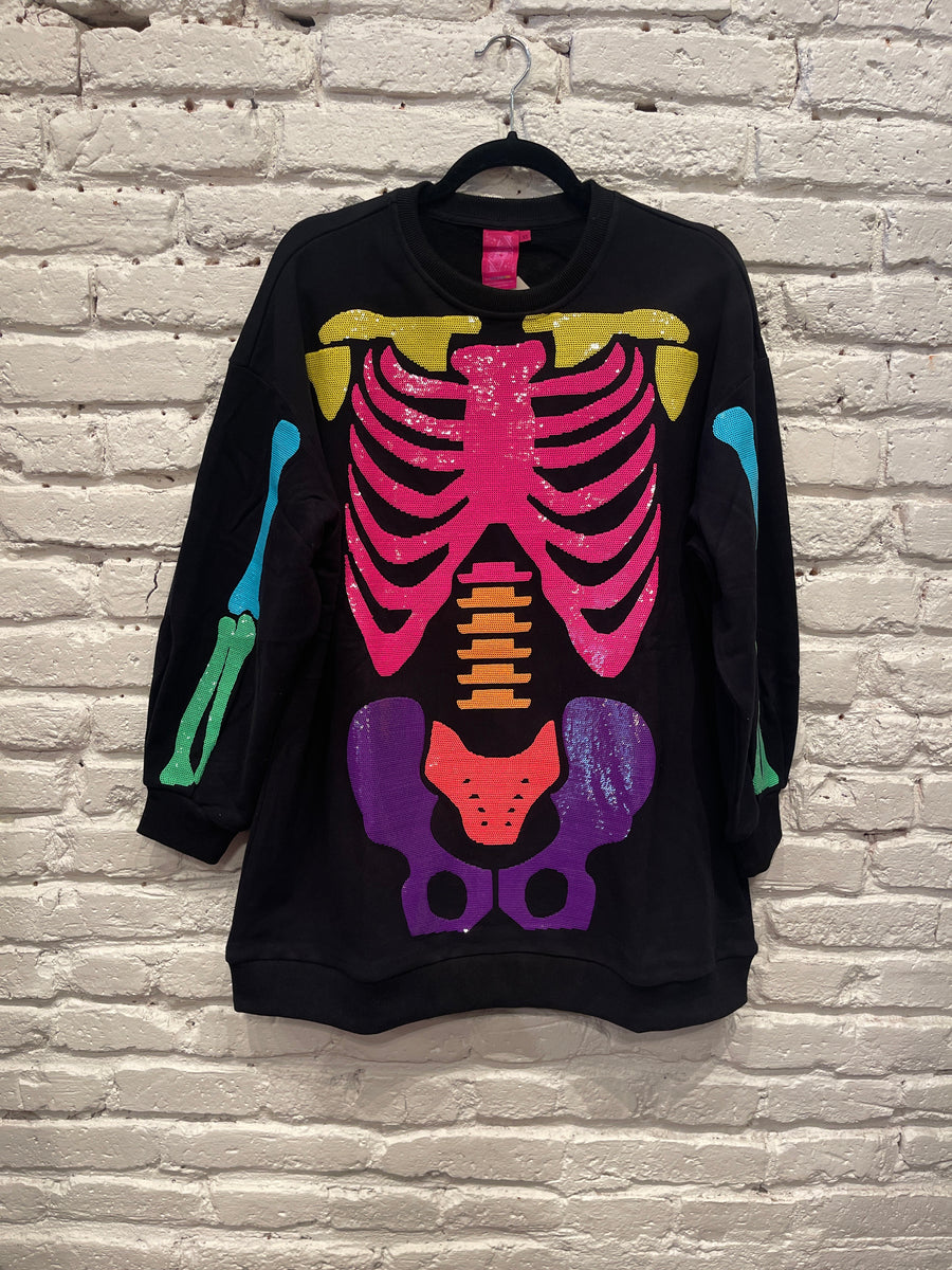 RAINBOW SKELETON SWEATSHIRT DRESS