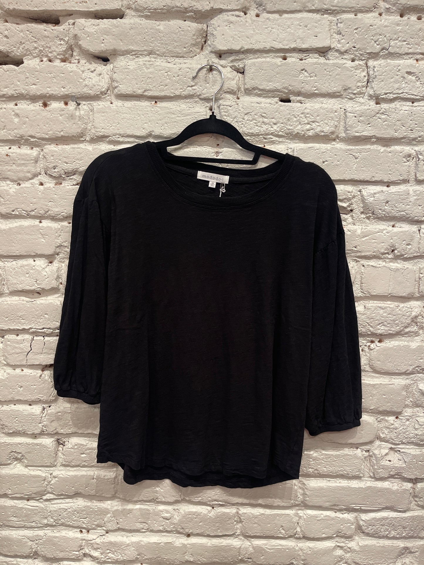 3/4 SLEEVE SHIRRED SLEEVE OPEN CREW