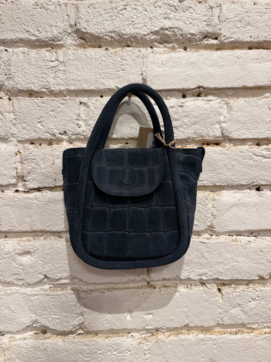 MINI ELLIS NAVY EMBOSSED SUEDE