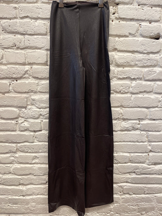 FAUX LEATHER WIDE LEG PANT ESPRESSO