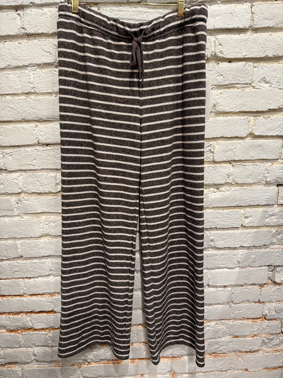 BROWN/WHITE DRAWSTRING PANT