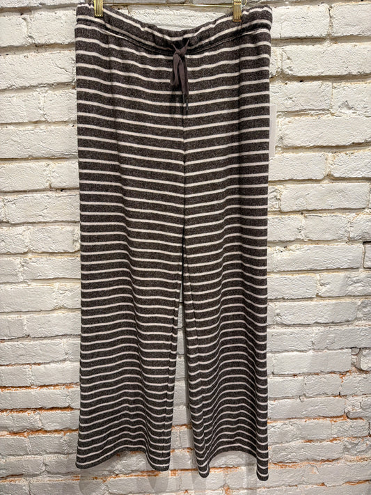 BROWN/WHITE DRAWSTRING PANT