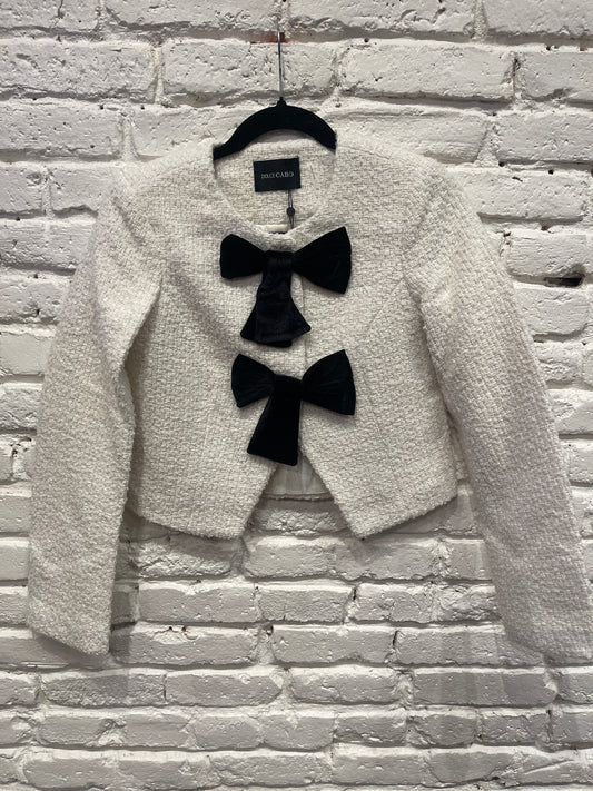 VELVET BOW TWEED BLAZER CREME/BLACK