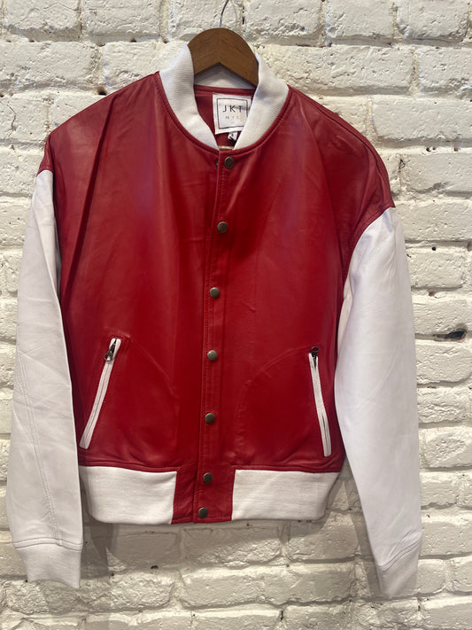 FALLON RED WHITE VARSITY JACKET