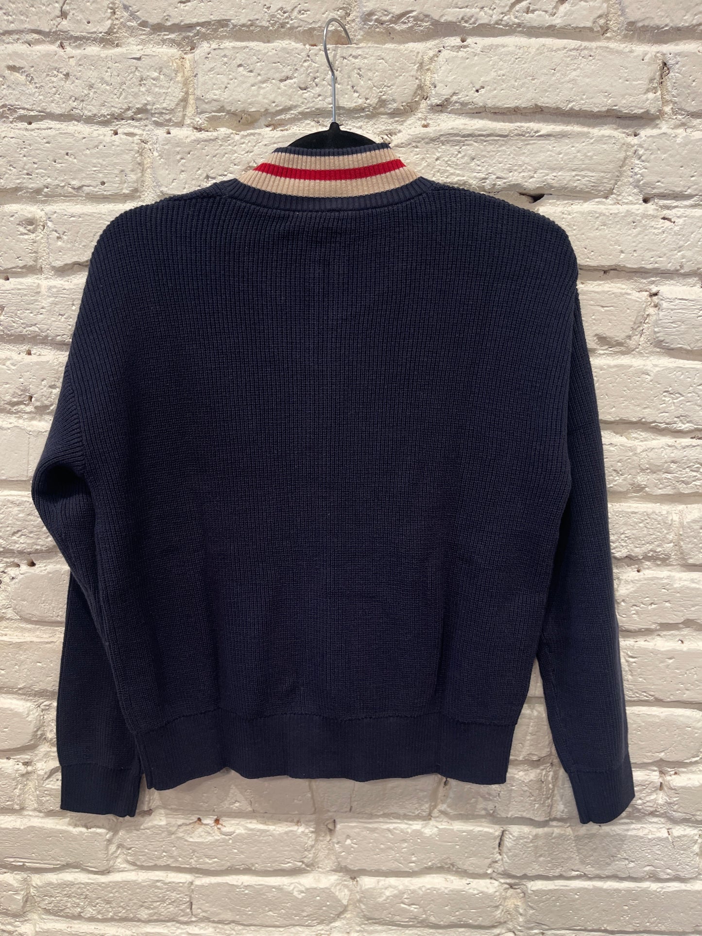 ZIP SWEATER JACKET NAVY/BRICK