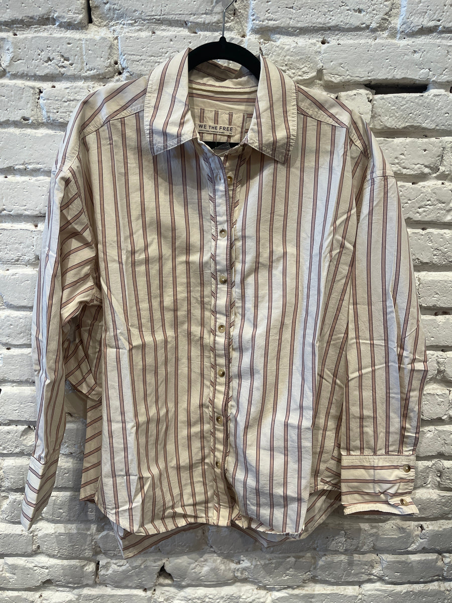 STRIPED VARSITY SHIRT IVORY