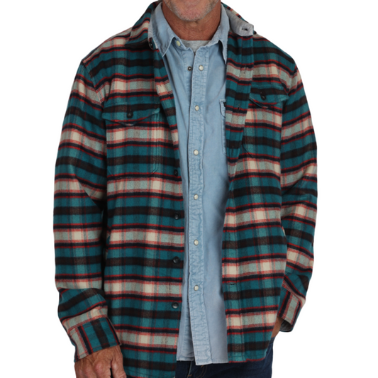 Apres Fleece Tavern Plaid Shirt Jacket (Turquoise)