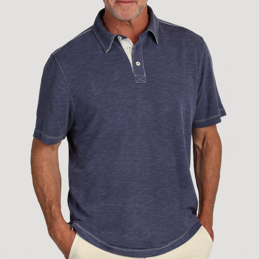 Sueded Dobby Modal Tencel Polo (Navy)