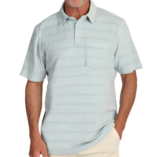 Cabana Towel Terry Stripe Polo (Soft Blue)