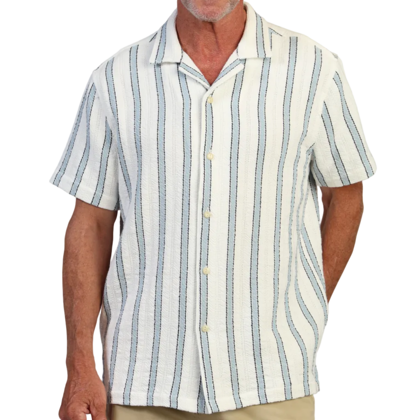 Cabana Yarn-Dye Striped Shirt (Natural/Blue)