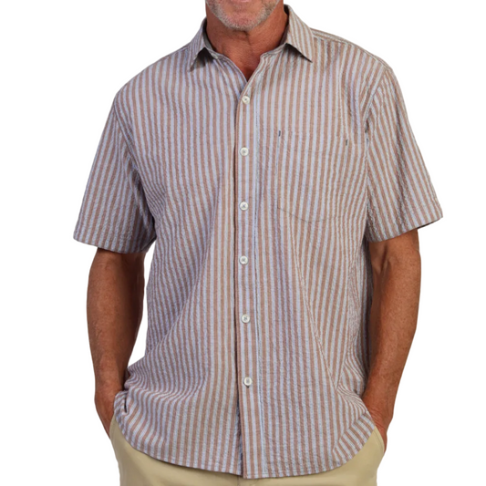 South Pacific Seersucker Shirt (Soft Brown)