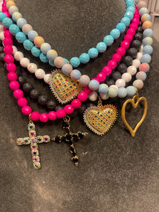 8300 8MM ASSORTED GEMSTONE NECKLACE