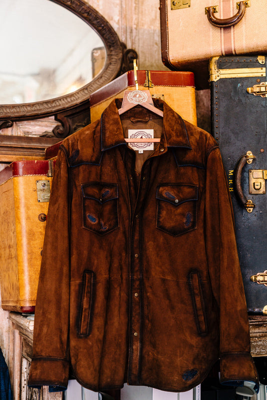 Chocolate Suede Shirt Jacket
