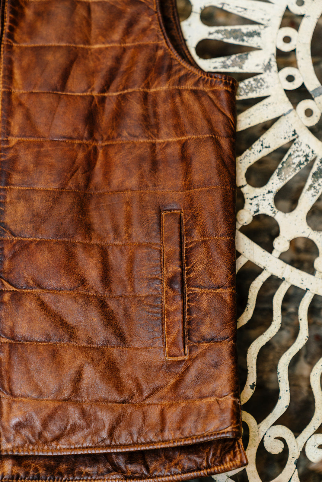 Leather Vest with Stitch Details (Two Colors)